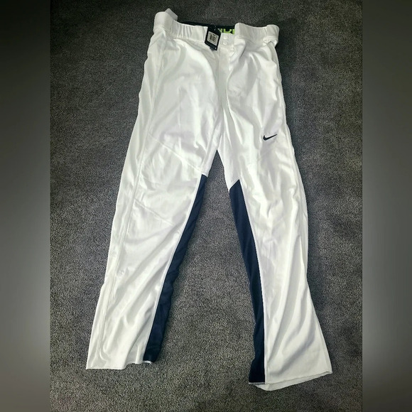 Nike Vapor Men's Baseball Pants-White and Navy Blue, Unhemmed - Picture 2 of 9